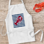 Tablier Homard rouge nautique Monogramme Bleu Bleu Blancs<br><div class="desc">Un homard rouge avec votre monogramme ou texte fixé sur un arrière - plan rayé bleu marine et blanc. Un design parfait pour une plage ou une maison d'été au bord de l'océan, cuire à la langouste sur le rivage, se réunir ou simplement vivre au quotidien. Cliquez sur le logo...</div>