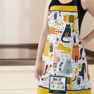 Tablier Home is Where My Cat is Monogrammed Name Kitchen