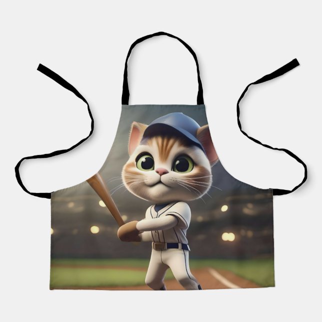 Tablier Home Run Hitter : Le chat de baseball 3D prend une (Recto)