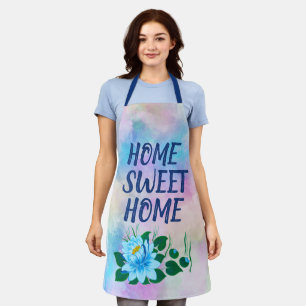Tablier Home Sweet Home Aquarelle colorée Texte floral