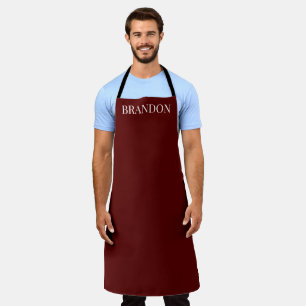 Tablier Homme's Elegant Burgundy Nom Moderne Simple Chef