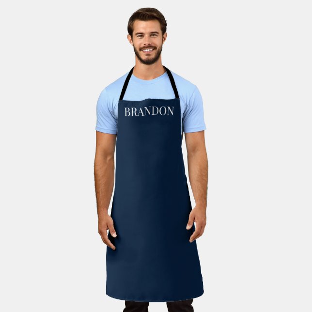 Tablier Homme's Elegant Marine Bleu Nom Moderne Simple Che (Porté)