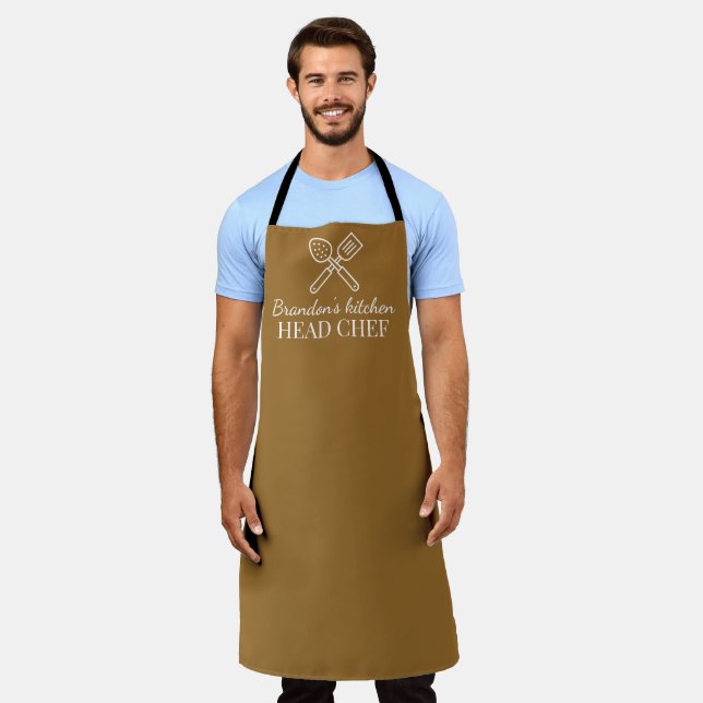 Tablier Homme's Elegant Terracotta Chef Nom Modern Simple (Porté)