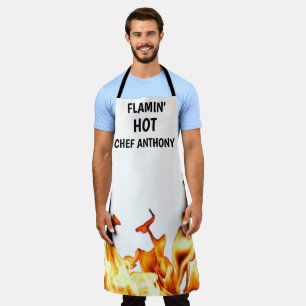 Tablier Hommes Flamme Hot White Papa Moderne Chef BBQ