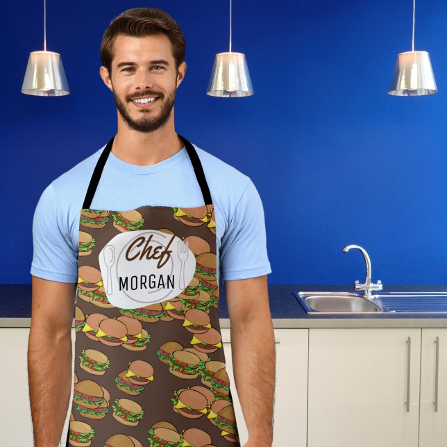 Tablier Hommes Hamburgers sans fin (Cook in style and with a sense of humor with our fun customizable apron. )
