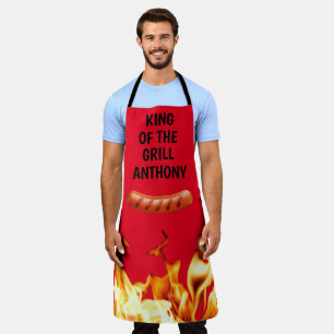 Tablier Hommes Saucisse rouge Roi du Grill Chef BBQ Apron