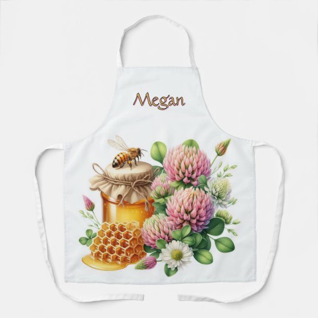 Tablier Honeybee Red Clover Votre nom (Recto)
