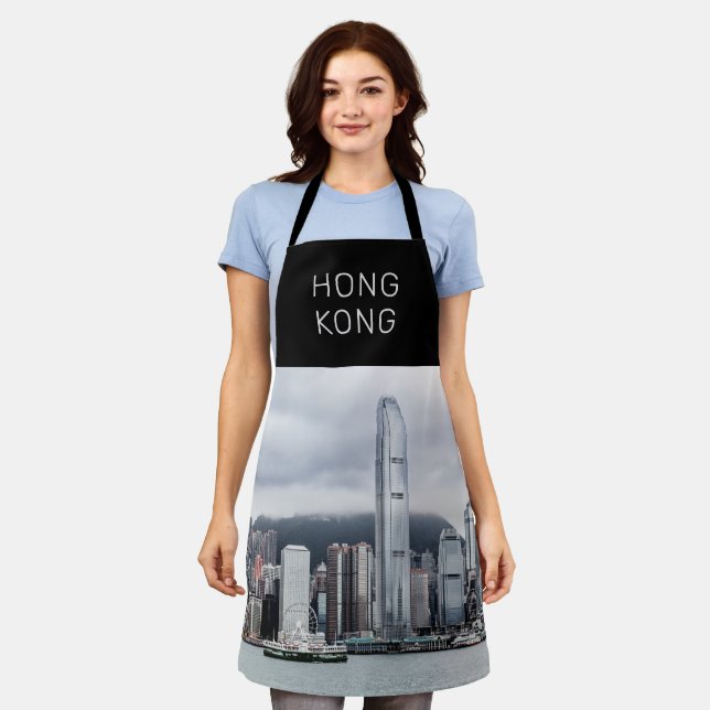 Tablier Hong Kong Island Skyline Retro Cityscape Vintage (Porté)
