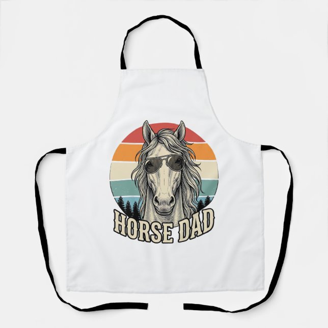 Tablier Horse Dad Vintage Sunset Engraving Vector Design_1 (Recto)