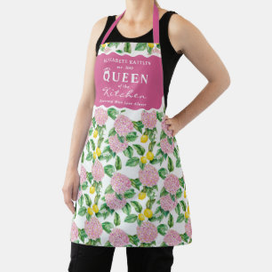 Tablier Hortensia Rose Citron Reine de la Cuisine