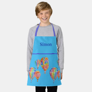 Tablier Hot Air Balloon Aquarelle Boys Blue Childs Apron