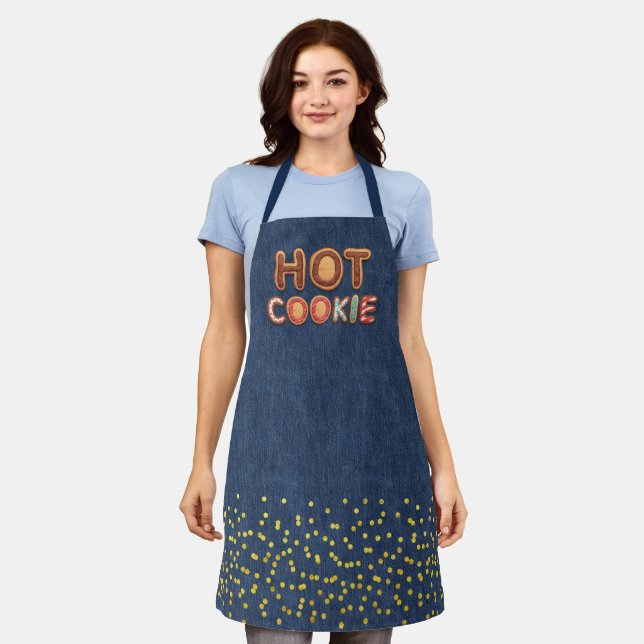 Tablier Hot Cookie Alphabet Faux Denim Gold Confetti (Porté)