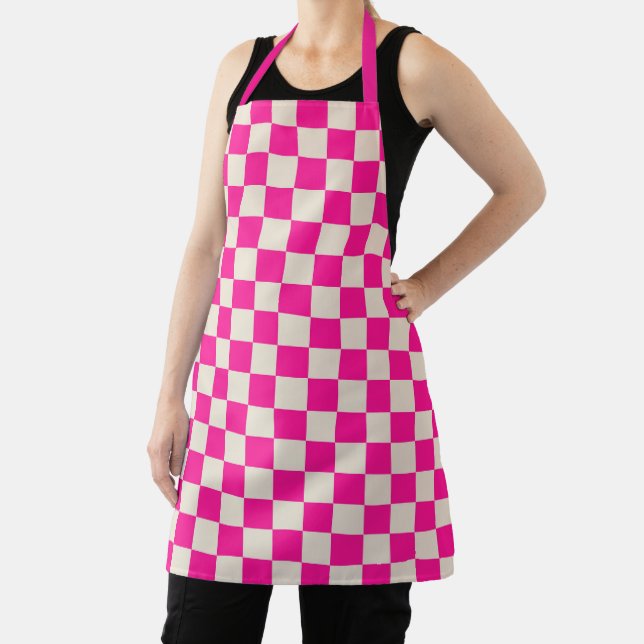 Tablier Hot pink and tan checkerboard pattern (Insitu)