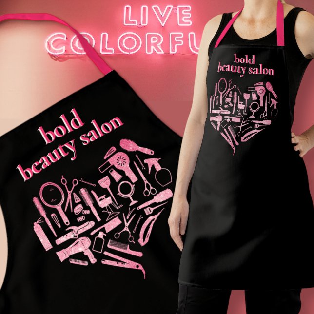 Tablier Hot rose Parties scintillant Beauté Salon Coeur Co (Créateur téléchargé)