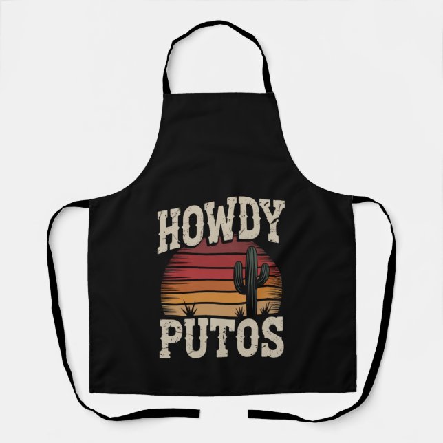 Tablier Howdy Putos Funny Cactus Retro Vintage (Recto)