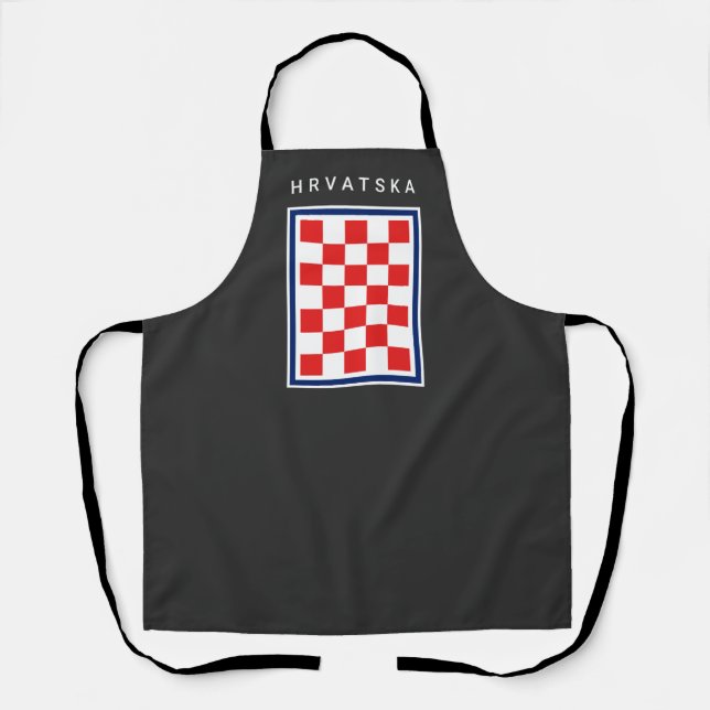 Tablier Hrvatska Damier Bleu Bordure (Recto)