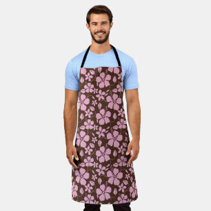 TABLIER HULA HAWAIEN (HIBISCUS) BRUN/ROSE