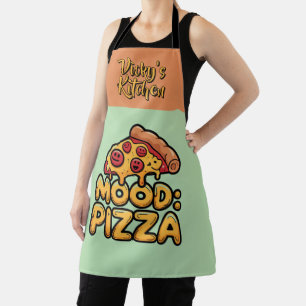 Tablier Humeur : Pizza - Fun Cartoon Slice avec Happy Topp