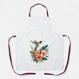 Tablier Hummingbird Bloom All-Over Apron