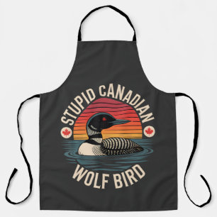 Tablier Humour stupide de loon d'oiseau de loup canadien