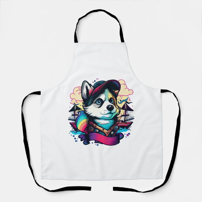 Tablier Husky Dog Pirate (Recto)