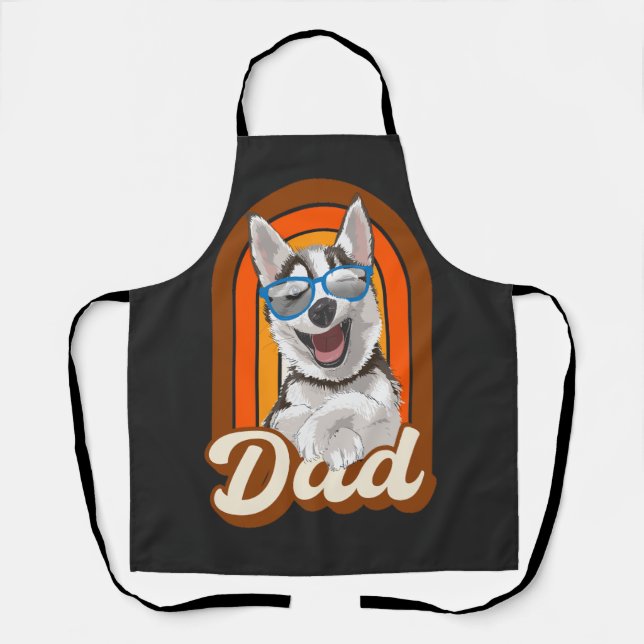 Tablier Husky papa, papa chien, love huskies (Recto)