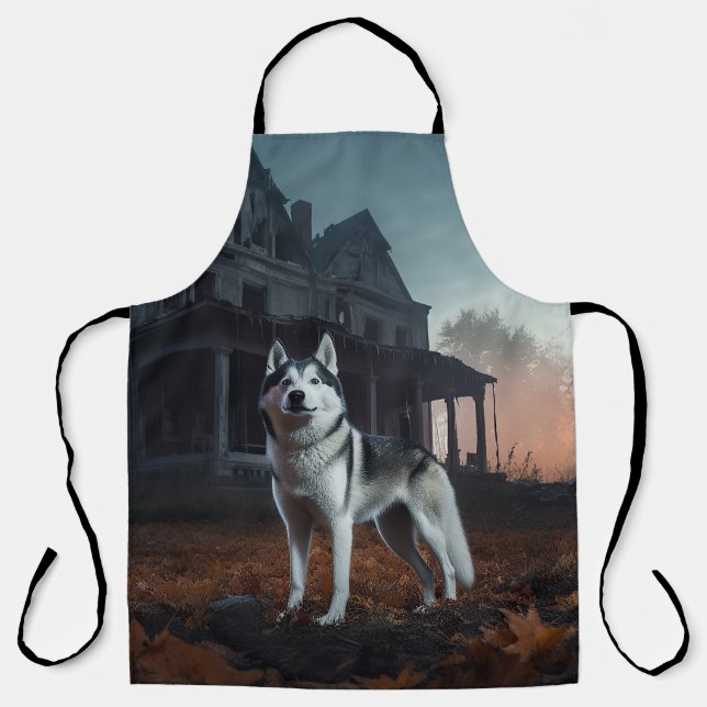 Tablier Husky sibérien Halloween Épouvantable (Recto)