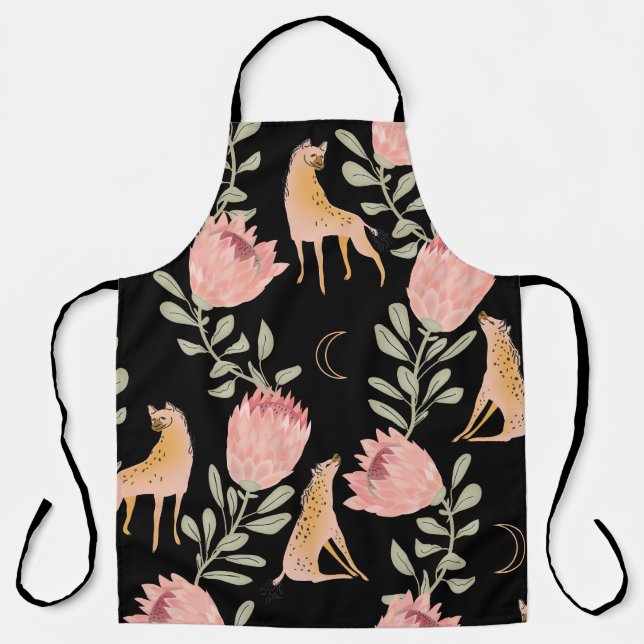 Tablier Hyena & Protea : Motif Vintage foncé (Recto)