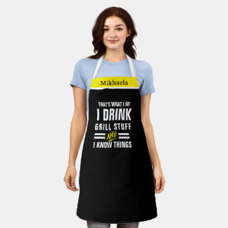 Tablier I Drink & Grill Stuff Apron - Funny Chef "I Do"