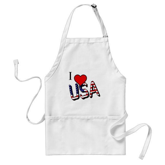 Tablier I Heart USA superposé sur le drapeau américain (Devant)