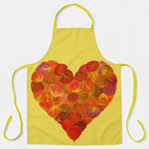 Tablier I Love Automne, subtil—Coeur feuille d'Aspen rouge