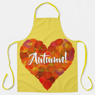 Tablier I Love Autumn, Bold—Red Aspen Leaf Heart 1