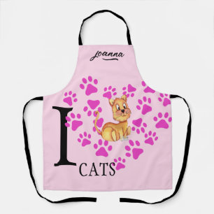 Tablier I Love Cats Apron - Pâtes Coeur Rose Design