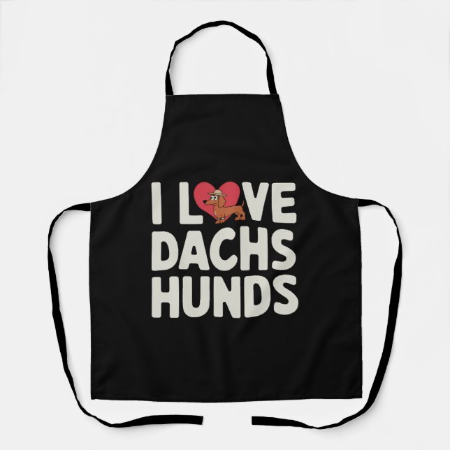 Tablier I Love Dachshunds mignon dessin (Recto)