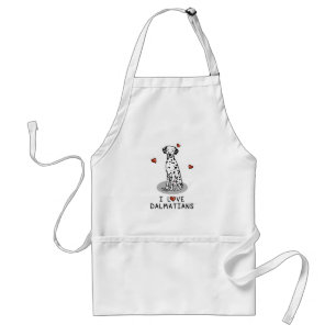 Tablier I Love Dalmatians (noir 1) Coeurs mignons