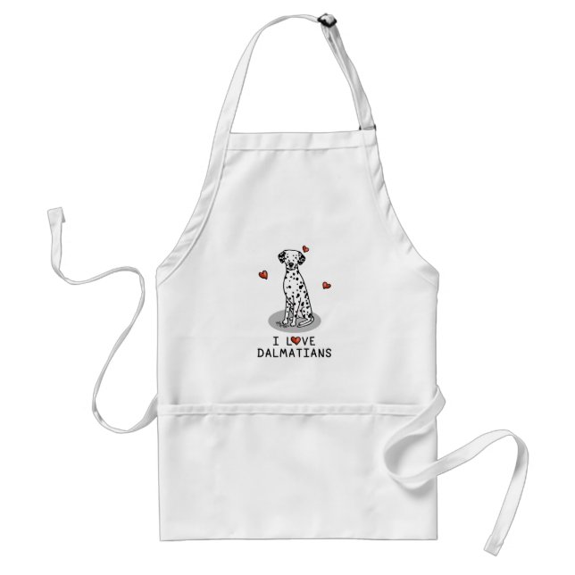 Tablier I Love Dalmatians (noir 1) Coeurs mignons (Devant)
