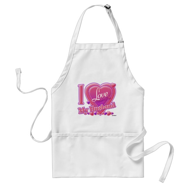 Tablier I Love My Husband rose/violet - coeur (Devant)