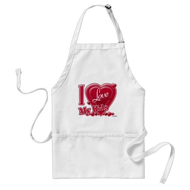 Tablier I Love My Kids rouge - coeur (Devant)