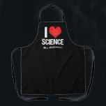 Tablier I Love Science Monogramme Black Scientifique<br><div class="desc">Un tablier monogramme d'enseignant de sciences cool qui présente un motif de science I Love avec un coeur rouge enveloppé d'un modèle atomique.</div>