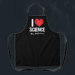 Tablier I Love Science Monogramme Black Scientifique<br><div class="desc">Un tablier monogramme d'enseignant de sciences cool qui présente un motif de science I Love avec un coeur rouge enveloppé d'un modèle atomique.</div>