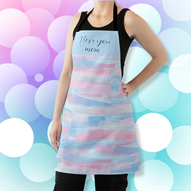 Tablier I Love You Mom - Modern Pastel Personnalisable (I Love You Mom - Modern Pastel Customizable Apron)