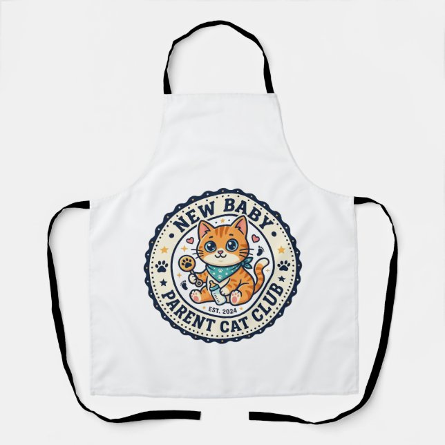 Tablier Idée cadeau nouveau bébé parent chat chat maman -  (Recto)