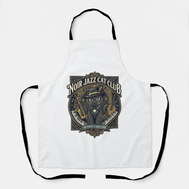 Tablier Idée cadeau pour papa chat de jazz noir - Chat de  (Recto)