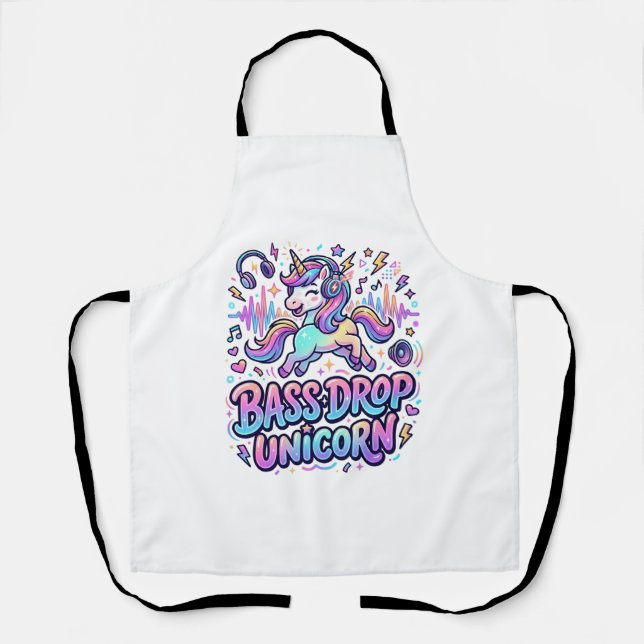 Tablier Idée de cadeau licorne basse drop typographie Des (Recto)