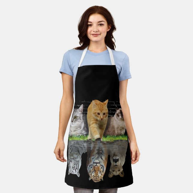 Tablier Idée de design de cadeau avec réflexion de chat am (Porté)