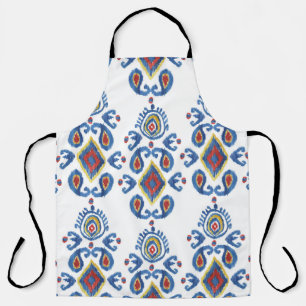 Tablier Ikat Abstrait : Motifs orientaux aquarelle.