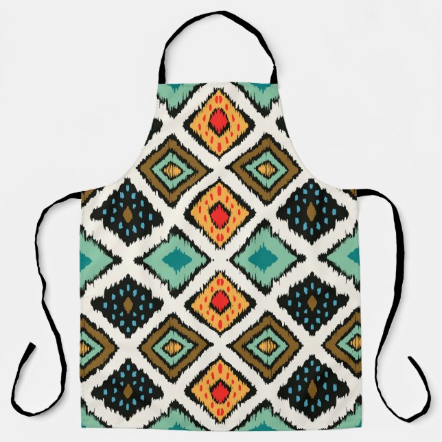 Tablier Ikat géométrique, folklore texture tribale. (Recto)