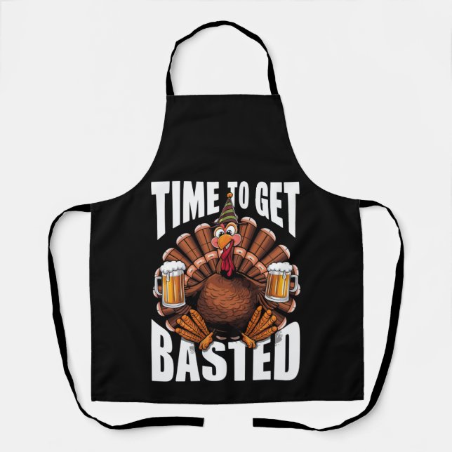 Tablier Il Est Temps De Se Baser Thanksgiving Turkey Beer (Recto)