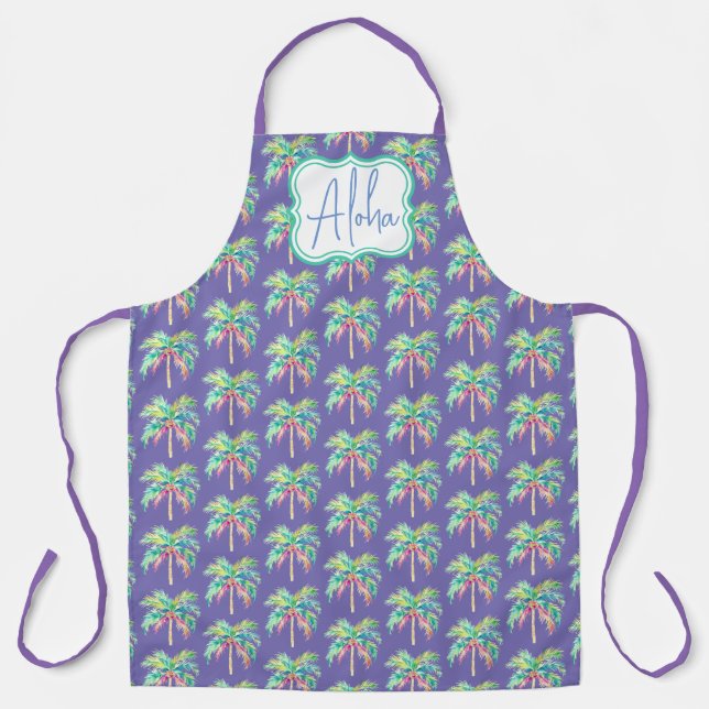 Tablier Île tropicale Aloha Purple Tout-En-Plan (Recto)