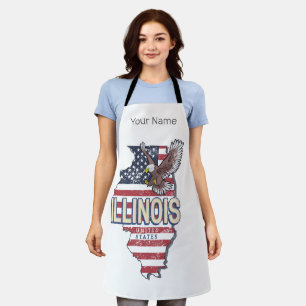 Tablier Illinois United States Eagle Carte Retro Vintage U